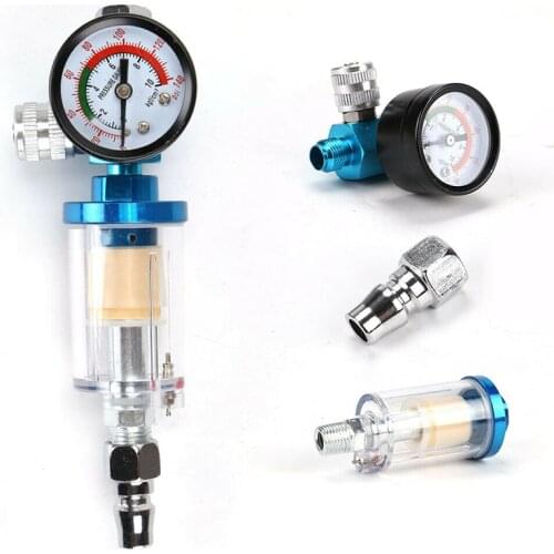 1set Air Pressure Regulator Gauge Spray Gun Tool Air Compressor Oil Water Separator Filter Regulators Trap