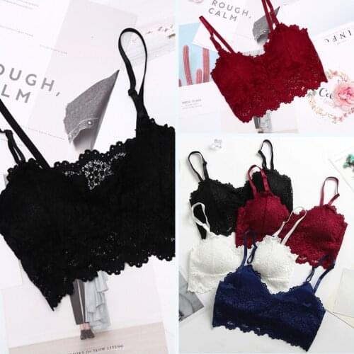 1PC Soft Female Wireless Bra Floral Lace Bralette Crop Top Sexy Bra Lingerie Padded Seamless Underwear For Women Girls 5 Colors