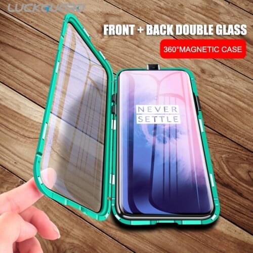 For One Plus 7 8 Pro Magnetic Adsorption Screen Protector Case For Oneplus 7 7T 8 Pro 6T 6 Full Protective Double Glass Cover