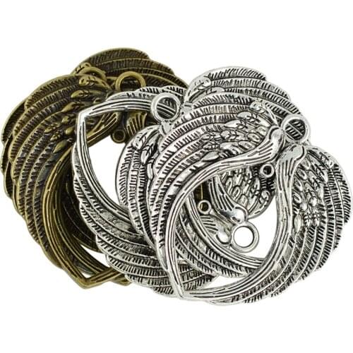 6 Pieces 72 x 68mm Zinc Alloy Big Angel Wing Heart Accessories Charm Pendants Jewelry Craft