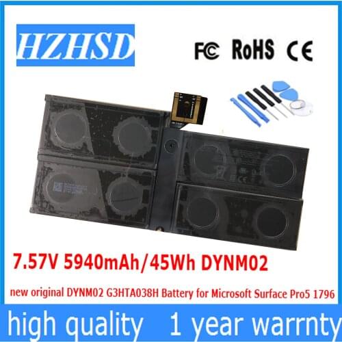 7.57V 5940mAh/45Wh DYNM02 New Original G3HTA038H Battery for Microsoft Surface Pro5 1796 PRO 5