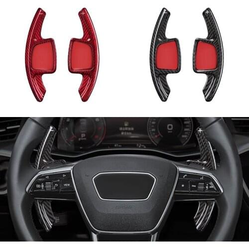 Real Carbon Fiber Car Steering Wheel Paddles Extend DSG Stickers Shift Paddles For Audi New A4L Q7 Q5L A3 A6l A5