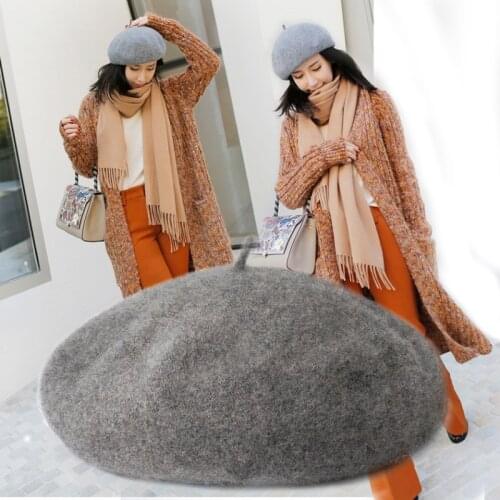 2021 New Fashion Women Girls Solid Color Woolen Berets Ladies Colorful Flat Beret Hat Autumn Winter French Artist Style Hats