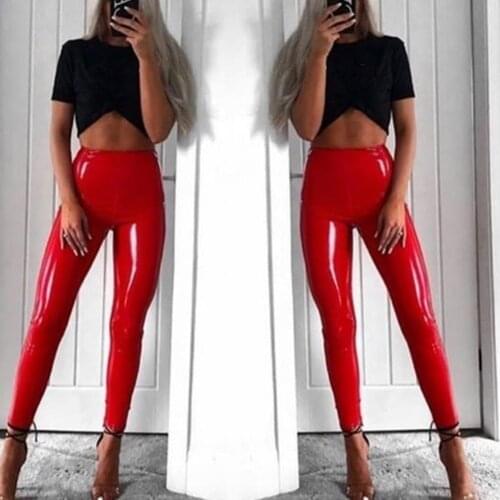 Autumn Winter Woman Pants Solid Color Faux Leather Pants for Women High Waist Skinny Pants Long Trousers Women Pencil Pants
