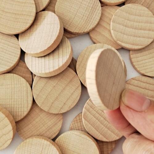 Natural Beech Wood Beads for Jewelry Making Round Chips Slice Wooden Loose Charms Unfinished Lead-Free 30mm 20Pcs/Lot No Hole