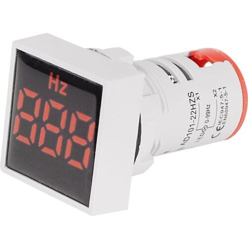 Square 22mm Measuring Range 20-75 Hz Digital Display Electricity Hertz meter Frequency Meter Indicator Signal Light Combo Tester
