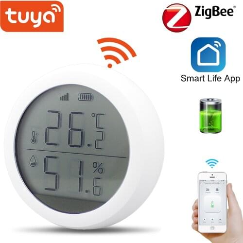 Tuya Zigbee Temperature And Humidity Sensor with LCD Screen Display One-click linkage Home automation security alarm Tuya sensor