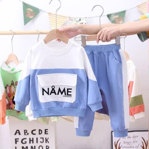 Children Cotton Autumn Clothes Baby Boy patchwork T-shirt Pants 2Pcs/sets Infant Outfit Kid Fashion Toddler Casual Tracksuit set