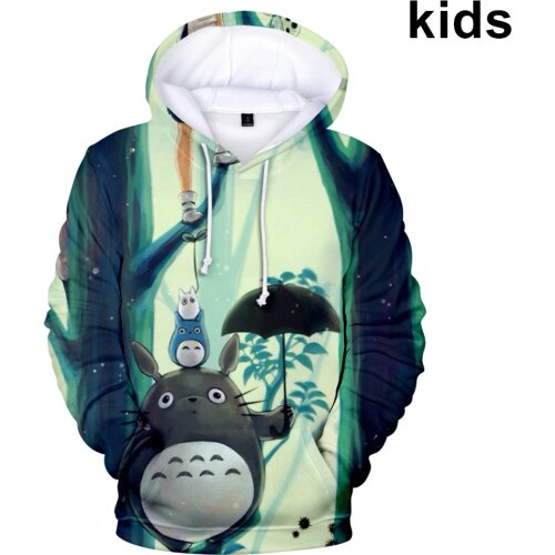2 To 14 Years Kids Hoodie Anime Spirited Away Totoro 3d Printed Hoodies Sweatshirt Boys Girls Cartoon Jacket Children Clothes