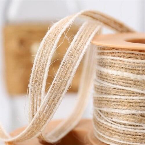 10Meter 5mm width Natural Jute Burlap Ribbon Hessian Lace Jute Twine Hemp Cord Vintage Rustic Wedding Decoration Christmas