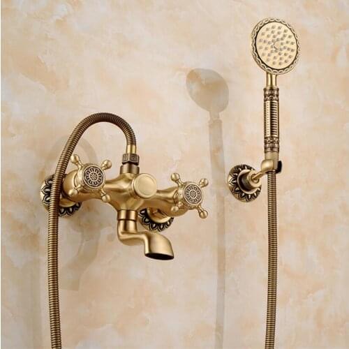 Europe style total brass bronze finished carved bathtub faucet wall mounted bath and shower faucet exposed B&S faucet set