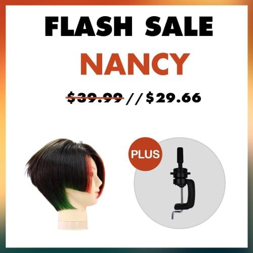 Mannequin-Head with 35CM 100% Human Hair Black Training Head Female Mannequin Hairdressing Training Doll Head wig head styling