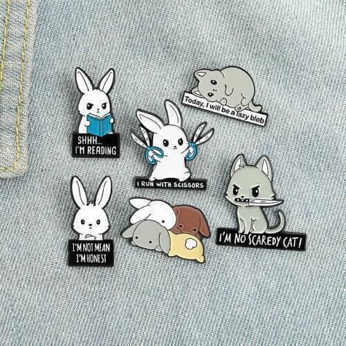 Creative New Cute Animal Series Brooch Ins Fashion Cartoon Rabbit Hamster Letter Badge All-match Backpack Clothing Accessories