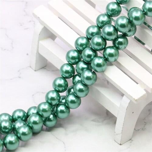 High Quality Beautiful Cute/Romantic Hole Green Artificial Shell Pearl Round Beads 6/8/10/12/14mm Womens Jewelry 15inch Y822