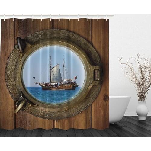 Better Curtains Pirate Ship Porthole Sailor Polyester Shower Curtain Wall Decoration Hanging Curtains