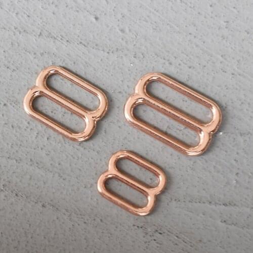 50 Pcs 15/20/25mm Rose Gold Metal Adjust Buckle Tri Glide Slide Buckle Middle Center Bar Adjuster for Leather Craft Strap