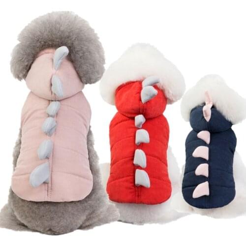 Cute Cartoon Small Dog Hoodie Coat Winter Warm Pet Clothes for Chihuahua Shih Tzu Dinosaur modeling Cat Dogs Pets Clothing