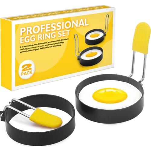 2021 New Non-stick Round Omelet Egg Mold Stainless Steel Fried Egg Pancake Shaper Omelette Mold Household Kitchen Baking Tools