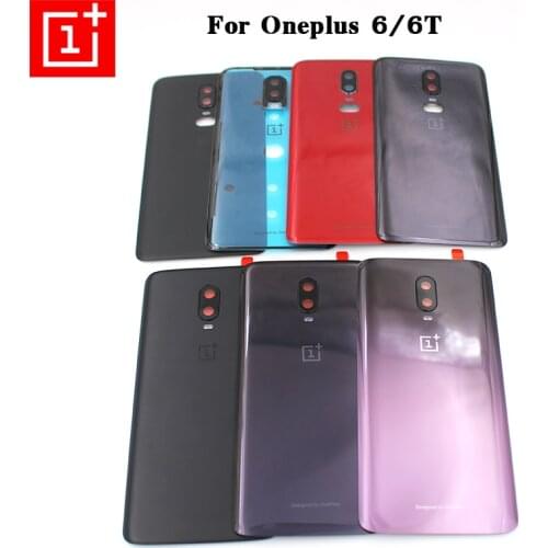 New Original Oneplus 6 6T Battery Back Cover Rear Door Housing Panel Case For One Plus 1+ 6 T Six With Camera Lens Replacement