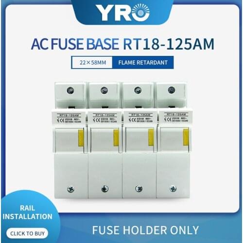 1PC RT18-125 4P 22*58mm PBT Copper Fuse Holder 500V 125A