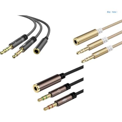 20CE Headphone Splitter Plug Cables Splitter Microphone 2 In 1 Swivel Connector