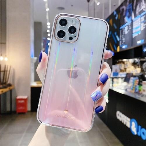 Luxury Glitter Gradient Laser Phone Case For iPhone 11 12 11Pro Max XR XS Max X 7 8 Plus Transparent Soft Shockproof Back Cover