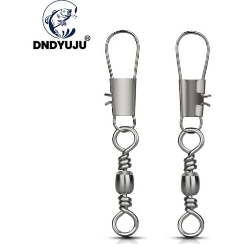 DNDYUJU(10-50PCS) Fishing Connector Stainless steel Barrel Swivel With Inter Lock Snap Sea Fishing Hook Fishing Lure Accessories