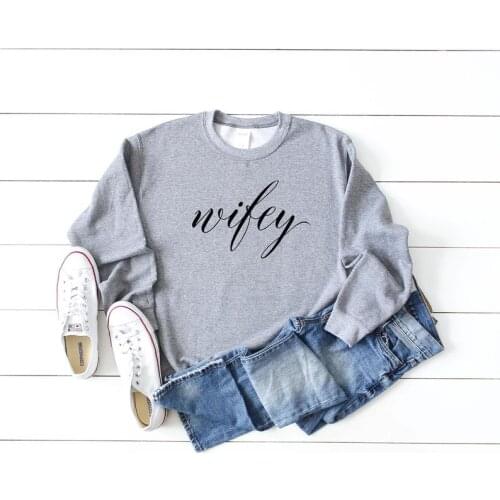 Skuggnas New Arrival Wifey Sweatshirt Mrs Sweatshirt Bride Jumper Long Sleeved Fashion Women Outfits Drop Shipping