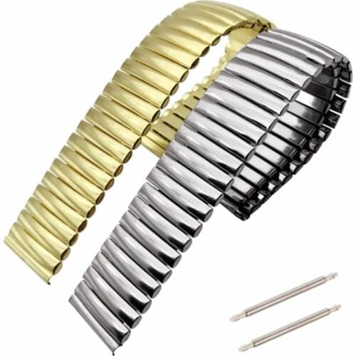 12 14 16 18 20 22mm Stretch Expansion Stainless Steel Parts Watch Band Strap Silver Metal Watch Bracelets Watch Accessories