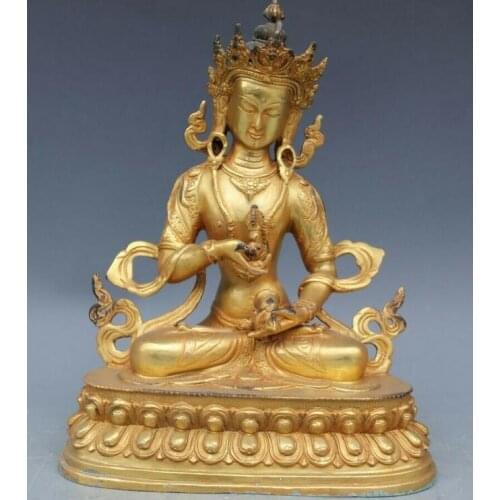 Tibet Buddhism Pure Bronze Copper Vajrasattva Vajradhara GuanYin Buddha Statue
