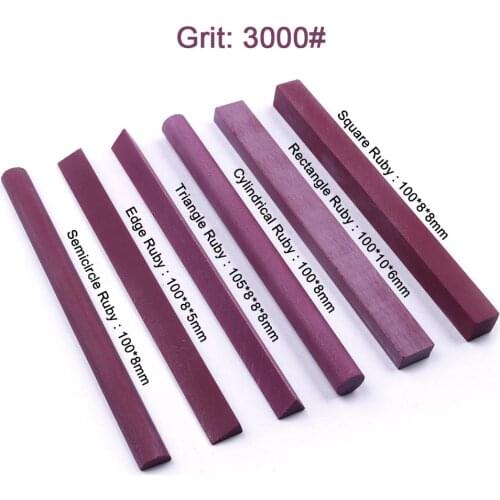 Durable 1Pcs 6 Types Ruby Grindstone 3000# Professional Kitchen Knife Whetstone Sharpener Sharpening Graver Oil Stone