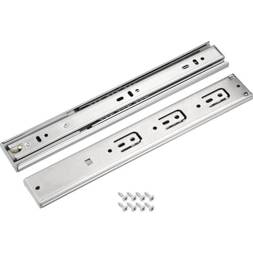 Uxcell 1 Pair Drawer Slides Soft-Close Ball Bearing Slide Track Rail with Spring Damping 44mm Wide 3 Sections 100lb Capacity