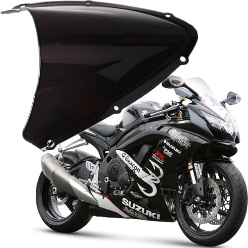 K8 GSXR 600 750 Double Bubble Motorcycle Racing Windshield Windscreen For Suzuki GSXR600 GSXR750 2008 2009 2010 ABS Black