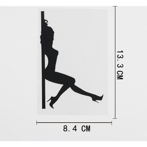 8.4CMX13.3CM Pole Dancer Sexy Dancing Woman Vinyl Car Sticker Black/Silver 8A-0427