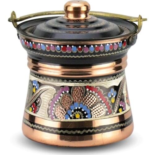 Morya Yogurt Copper Bucket with Lid Handmade Multi Purpose Pot for Stocking Container Utensils Kitchen Accessories 2L