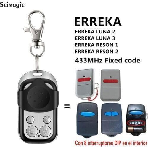 ERREKA RESON 1 / RESON 2 Garage Remote Control Replacement Erreka LUNA 2 / LUNA3 Garage Command 433mhz Fixed Code