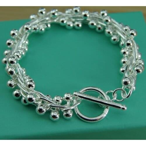 BABYLLNT 925 Sterling Silver Smooth Grape Bead Chain Bracelet For Woman Charm Wedding Engagement Fashion Party Jewelry Gift