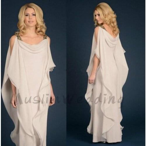 Stylish Light Champagne Mother Of The Bride Dresses For Beach Wedding 2020 Christmas Outfit Women Evening Party Dress Wear Cheap
