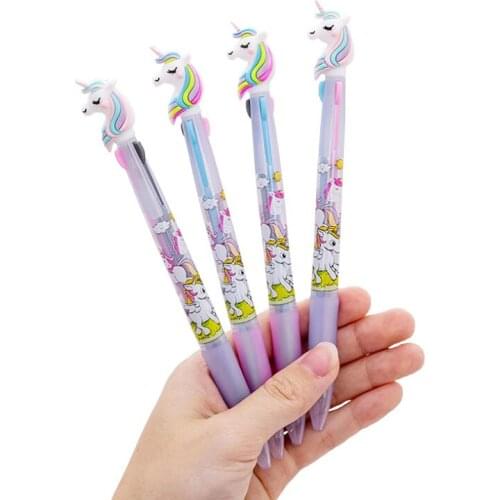 1pc Kawaii Three-Color Unicorn Ballpoint Creative Dreamy Rainbow Unicorn Multicolor Pen Cute Office School Supplies Stationery