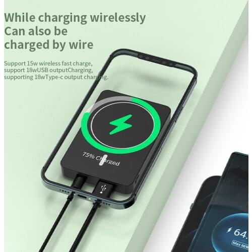 15W Magnetic Wireless Charger Power Bank 5000mAh Portable Charger Wireless Charging Powerbank For iPhone 12 11 Pro Max Xiaomi