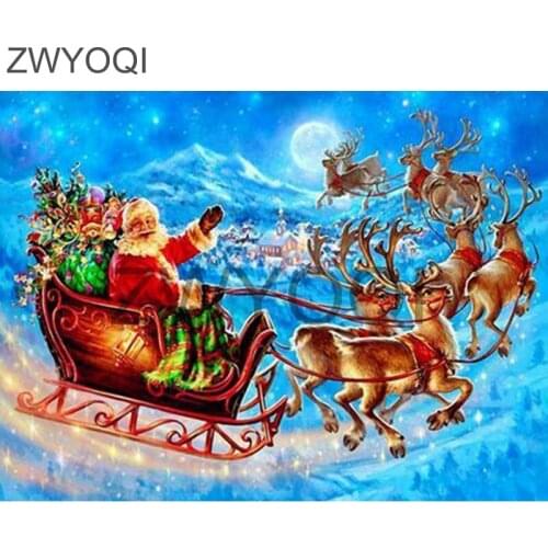 5DDIY Diamond embroidery Cross stitch Full Round Diamond painting Santa carriage Full Square Diamond mosaic Santa carriage wagon