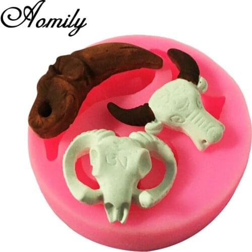 Aomily Funny 3D Cattle Sheep Horn Shaped Fondant Silicone Mold Candle Sugar Craft Tool Chocolate Cake Mould Kitchen Baking Tools