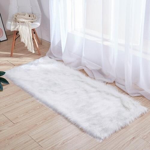 White furry bedside carpet room bay window mat window decoration rug girl cute room carpet sofa coffee table non-slip rug