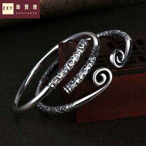 S999 Sterling Silver Bracelet Qitian great sage golden cudgel hoop curse Wukong mens and womens Valentines Day gift