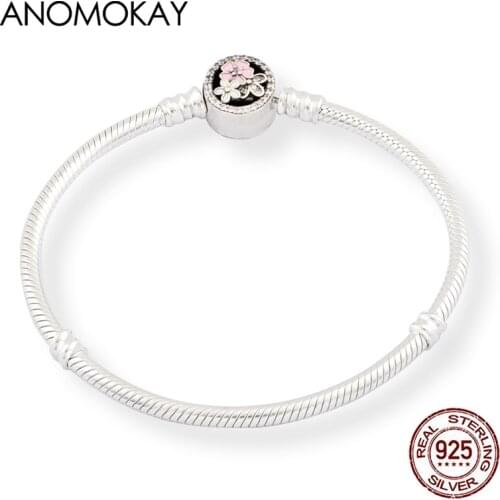 100% 925 Sterling Silver Poetic Blooms Basic Bracelet & Bangle for Women Mom Girl Gift DIY Charms Bead Original Bracelet Jewelry