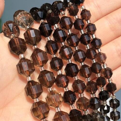 Natural Smoky Quartz Minerals Gem Beads Faceted Loose Spacer Beads For Jewelry DIY Making Bracelet Accessories 15'' Wholesale