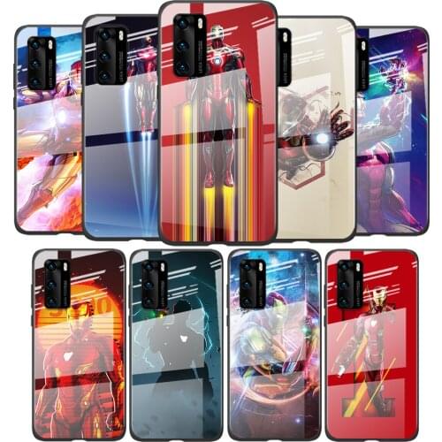 Tempered Glass Cover Marvel Iron Man Superhero For Huawei P40 P30 P20 P10 Pro Plus Lite 5G 2019 Shockproof Phone Case