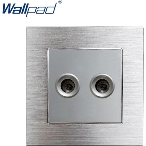 Dual Television Socket Wallpad LGrey Aluminum Alloy Panel 2 TV Electric Wall Socket Electrical Outlets For Home
