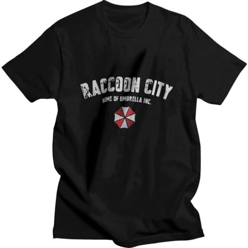 Raccoon City Home Of Umbrella Corporation Corp T-Shirts Men Novelty T Shirt Short Sleeve Video Game Tshirts Cotton Tees Top