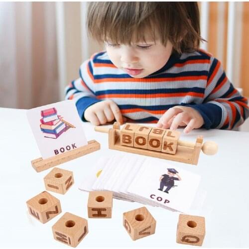 Toddlers Montessori Reading Blocks Toys for 3 Years Wooden Montessori Educational Toy for Boys Girls Interest In Learning F1666F